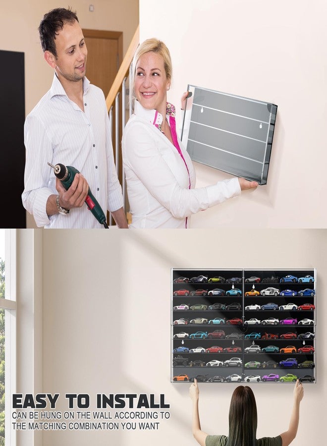 Alyoen 1/64 Scale Model Cars Display Case Wall-Mounted Diecast Toy Car Display Case Storage, Cabinet Lockable for 64 Mini Toys and Hot Wheels（Black, 27.5 X 15.7 X 1.8 inches） - Image 3