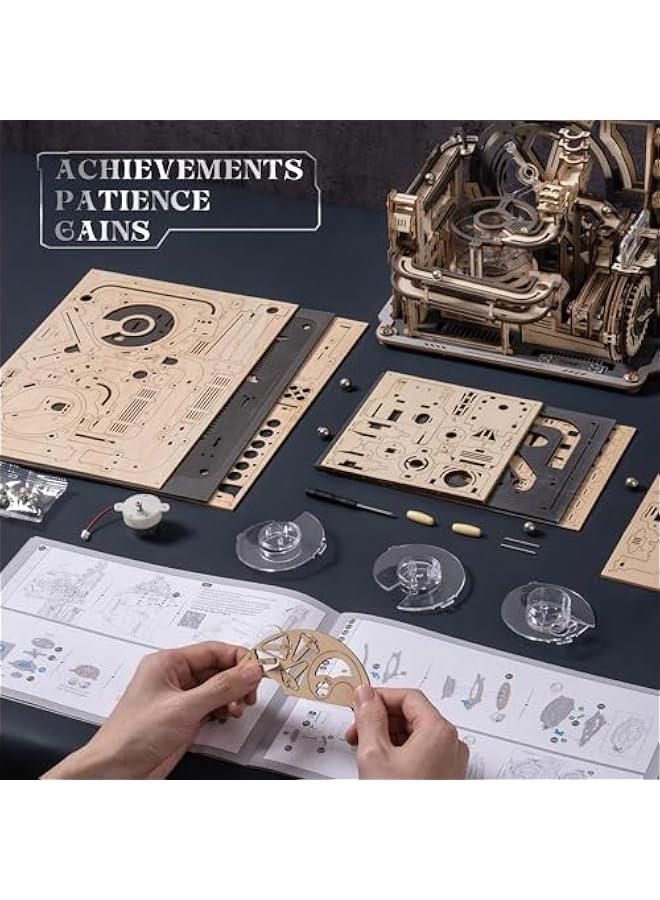 3D Puzzles for Adults, Electric Model Kits Marble Spaceport LGC01, 472pcs Marble Run Brain Teaser Wooden Puzzles Building Toy, Desk Decor Creative Birthday Gifts for Men/Women 14+ - Image 5