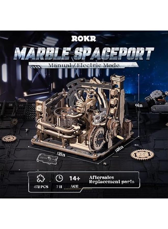 3D Puzzles for Adults, Electric Model Kits Marble Spaceport LGC01, 472pcs Marble Run Brain Teaser Wooden Puzzles Building Toy, Desk Decor Creative Birthday Gifts for Men/Women 14+ - Image 2