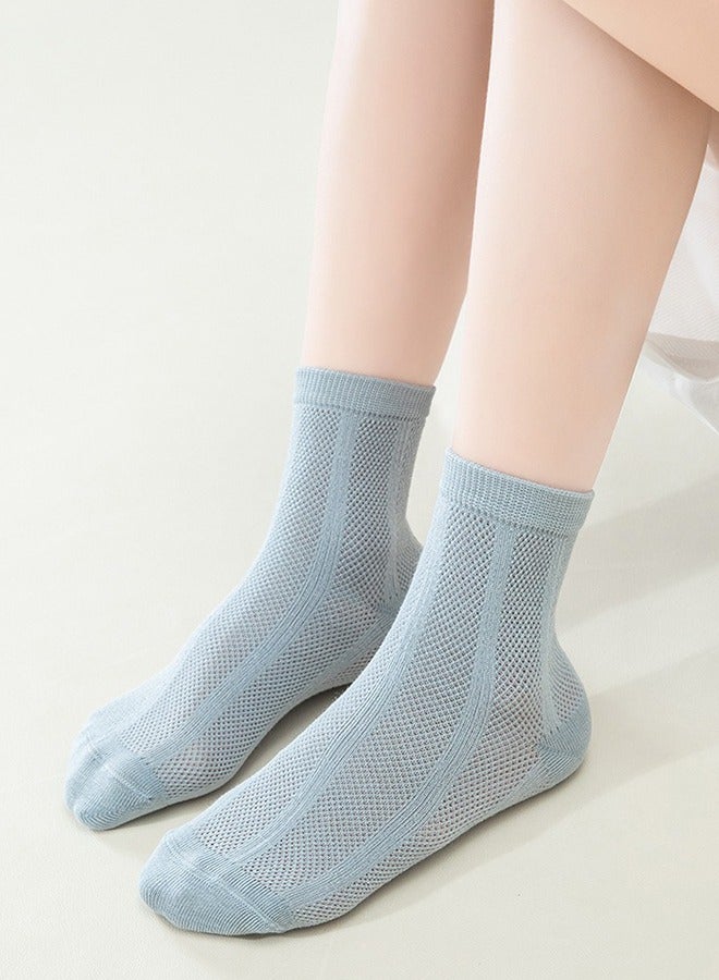 Soft Cotton Thin Mesh Socks 5 Pairs Unisex 100% Cotton Children's Socks Summer Solid Color Boneless Cotton Socks Lycra Antibacterial Mesh Socks 6-8 Years Old  - Image 5