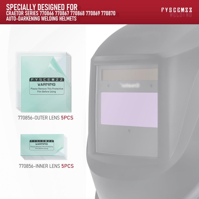FYSCEMZZ 10PCS - 770856 Replacement Welding Helmet Clear Lens Kit for Inner and Outer Protective - Image 2