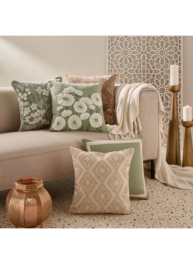 Home Box Green Artist Gradenia Border Patch Filled Cushion 45 x 45 cm  - Image 4