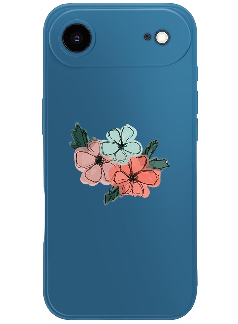 Theodor Protective Slim Fit Case Liquid Silicone Cover with Full Body Protection Anti-Scratch Shockproof Case For Apple iPhone 17 Air (Blue) Flowers - Image 1