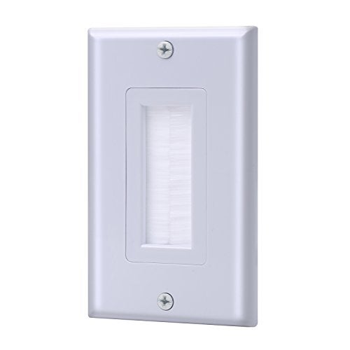 IBL-Single Gang Wall Plate with Brush Bristles (White) - Image 1