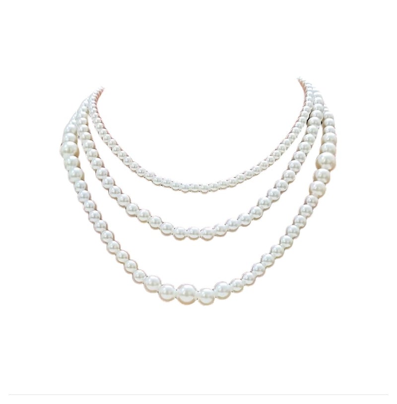 Tresneria® Pearl Necklace Moti Mala 3 string for Women and Girls (Christmas Special) - Image 1