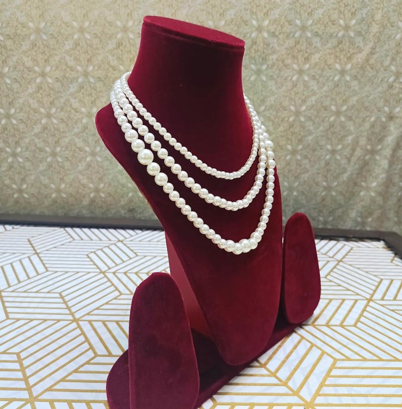 Tresneria® Pearl Necklace Moti Mala 3 string for Women and Girls (Christmas Special) - Image 3