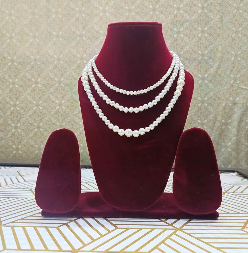 Tresneria® Pearl Necklace Moti Mala 3 string for Women and Girls (Christmas Special) - Image 2