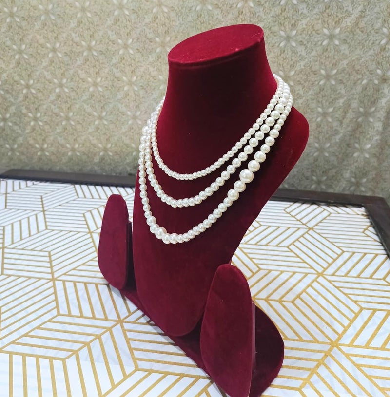 Tresneria® Pearl Necklace Moti Mala 3 string for Women and Girls (Christmas Special) - Image 4