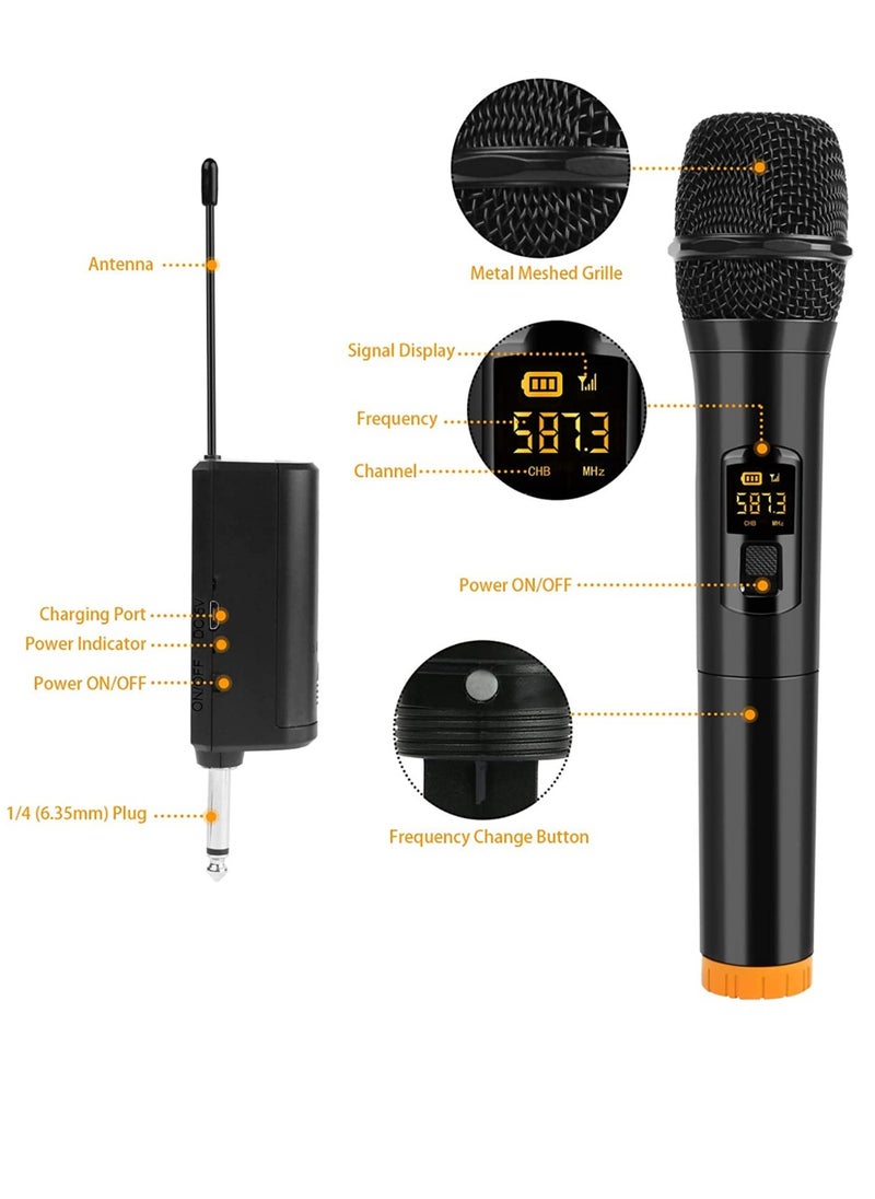 GENNEXT - Wireless Microphone, UHF Dual Portable Handheld Dynamic Karaoke Mic with Rechargeable Receiver, Cordless Karaoke System for PA System, Speaker, Amplifier, Family Party, Singing, Meeting 2 peace - Image 1