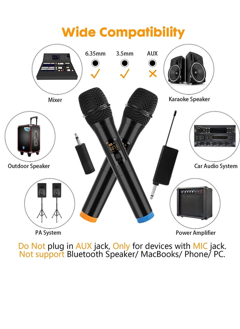 GENNEXT - Wireless Microphone, UHF Dual Portable Handheld Dynamic Karaoke Mic with Rechargeable Receiver, Cordless Karaoke System for PA System, Speaker, Amplifier, Family Party, Singing, Meeting 2 peace - Image 1