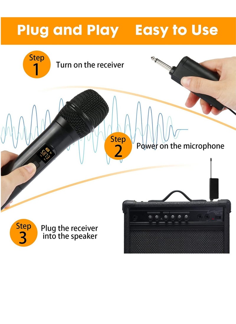 GENNEXT - Wireless Microphone, UHF Dual Portable Handheld Dynamic Karaoke Mic with Rechargeable Receiver, Cordless Karaoke System for PA System, Speaker, Amplifier, Family Party, Singing, Meeting 2 peace - Image 1