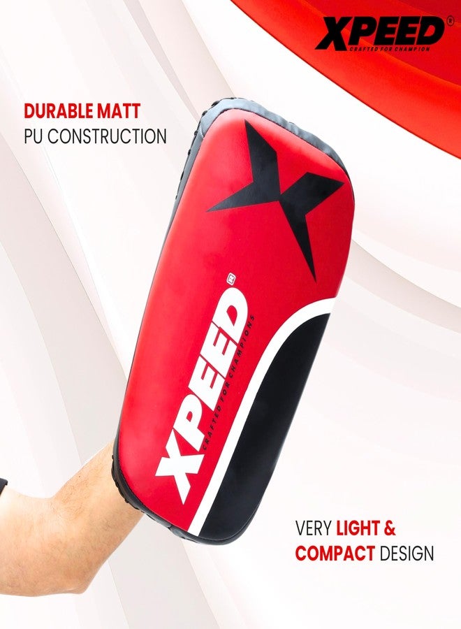 Xpeed Durable Matt PU Slightly Straight Thai Pad for Muay Thai || Kickboxing Training || Combat Sports || Versatile Thai Pad || Secure Grip & Stability Thai Pad Perfect for Punch, Kicks (Red) - Image 3