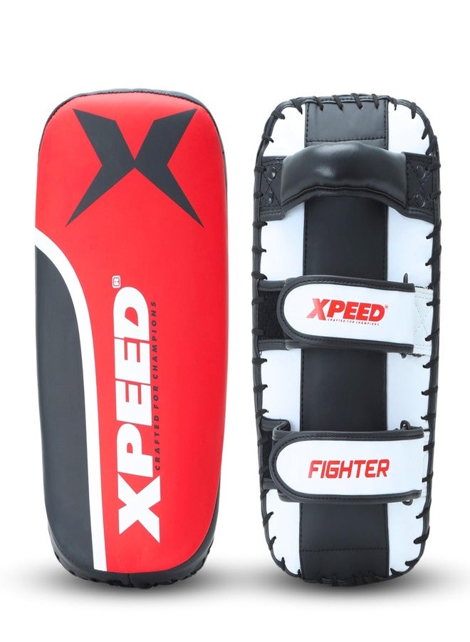 Xpeed Durable Matt PU Slightly Straight Thai Pad for Muay Thai || Kickboxing Training || Combat Sports || Versatile Thai Pad || Secure Grip & Stability Thai Pad Perfect for Punch, Kicks (Red) - Image 1