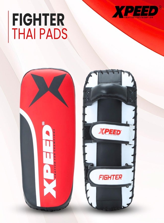 Xpeed Durable Matt PU Slightly Straight Thai Pad for Muay Thai || Kickboxing Training || Combat Sports || Versatile Thai Pad || Secure Grip & Stability Thai Pad Perfect for Punch, Kicks (Red) - Image 2