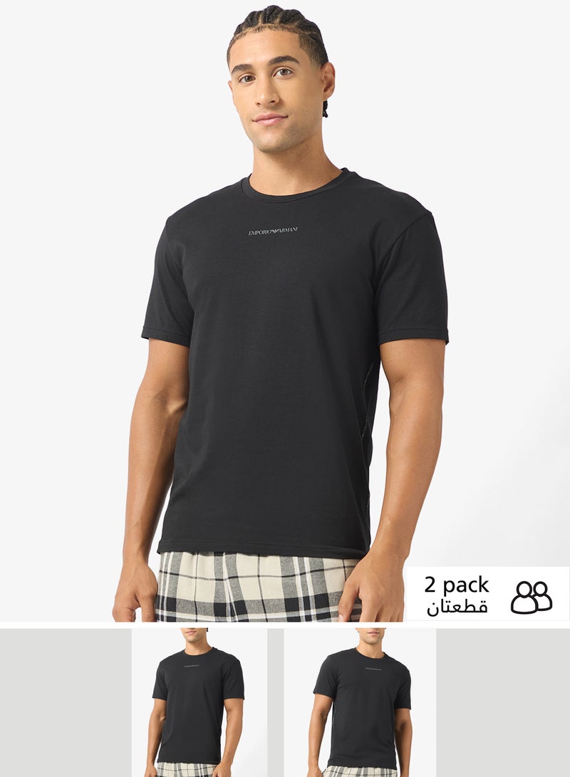EMPORIO ARMANI 2 Pack Of Logo Crew Neck T-Shirt - Image 1