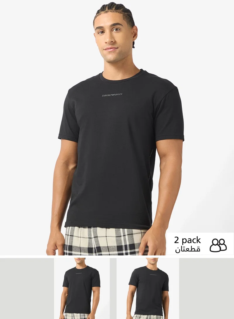 امبوريو ارماني عبوتان من تي شيرت بياقة دائرية وشعار