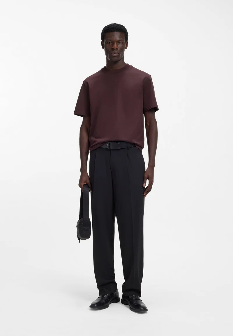 HUGO Open Brown Relaxed-fit T-shirt in cotton with logo print for Men | Best Price UAE