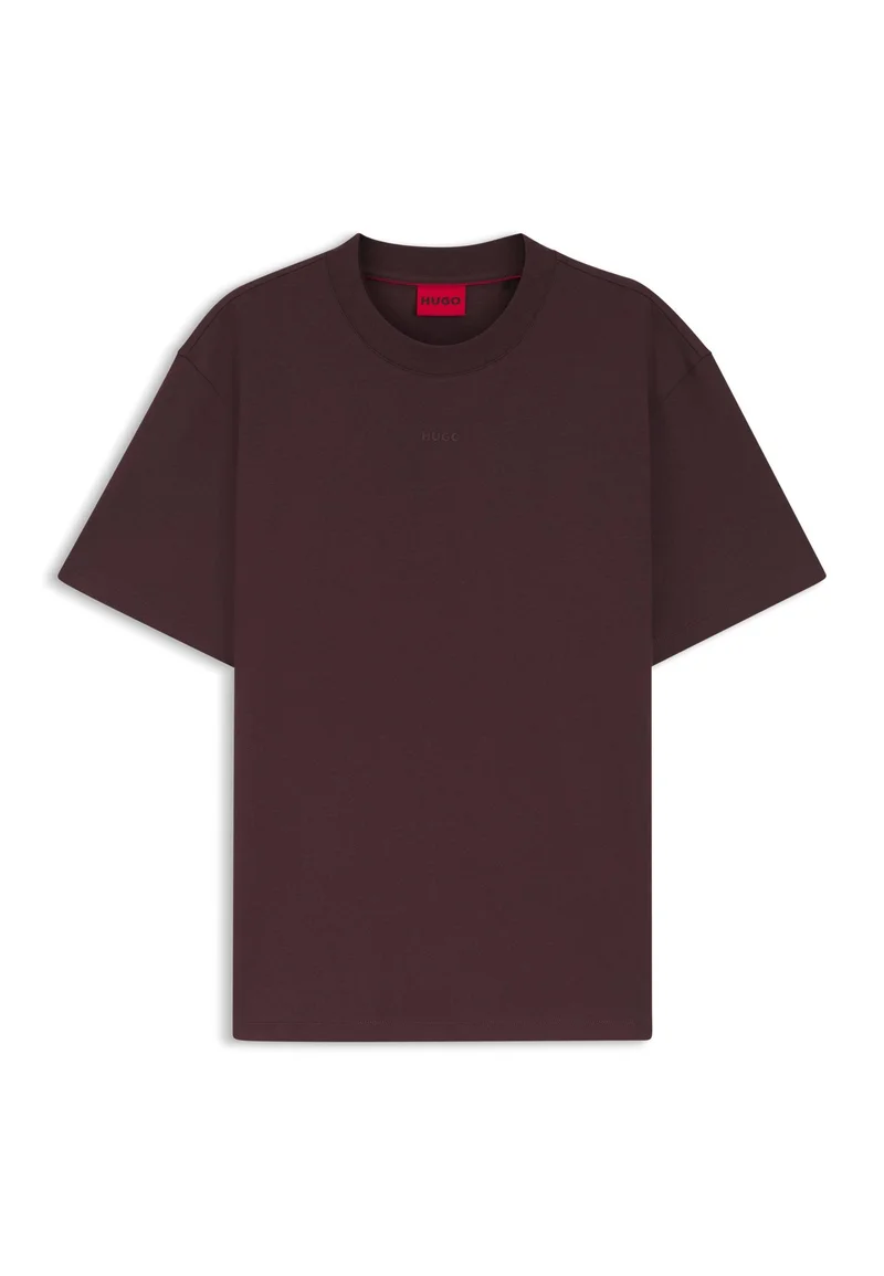 HUGO Open Brown Relaxed-fit T-shirt in cotton with logo print for Men | Best Price UAE