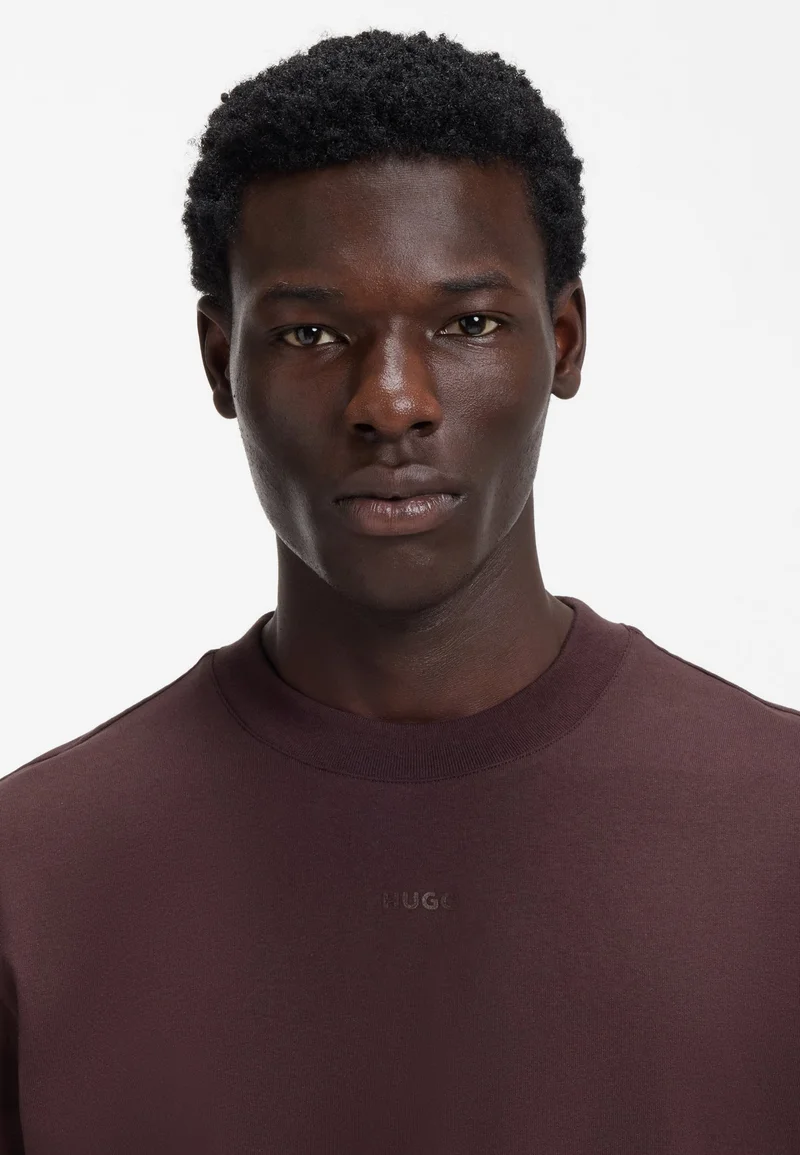 HUGO Open Brown Relaxed-fit T-shirt in cotton with logo print for Men | Best Price UAE