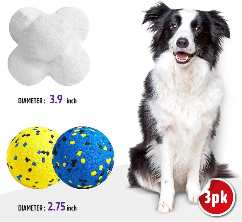 Kimee 3.9'' Dog Balls Tennis Ball for Aggressive Chewers, Atom Teething Balls Dog Chew Toys for Large Medium Small Dogs and Puppies, 3 Pack - Image 2