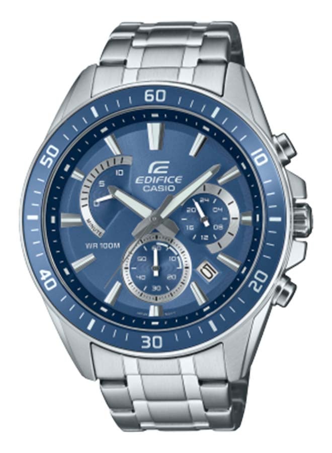 CASIO ساعة يد دائرية تناظرية من الفولاذ المقاوم للصدأ EFR-552D-2AVUDF - 47 مم