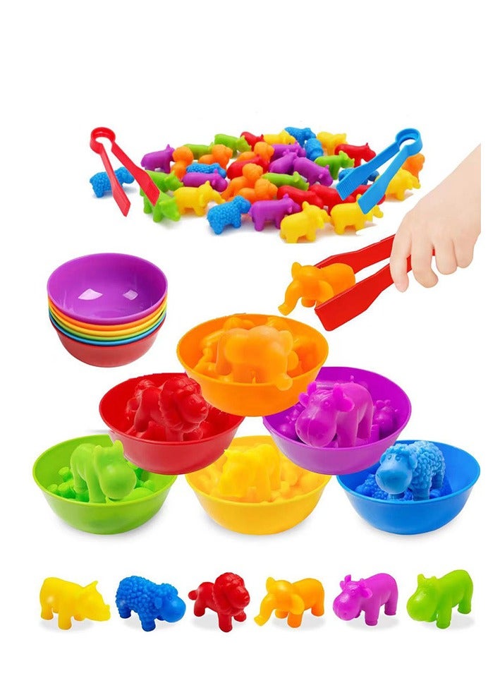 PYEBE Counting Dinosaurs 72 Pcs/Set Sorting Dinosaurs with Matching Cups Educational Cards,Color Sorting and Counting Activity Set, Preschool Montessori Sensory Learning Toys for Kids Toddlers 3 4 5 6 Years  - Image 1