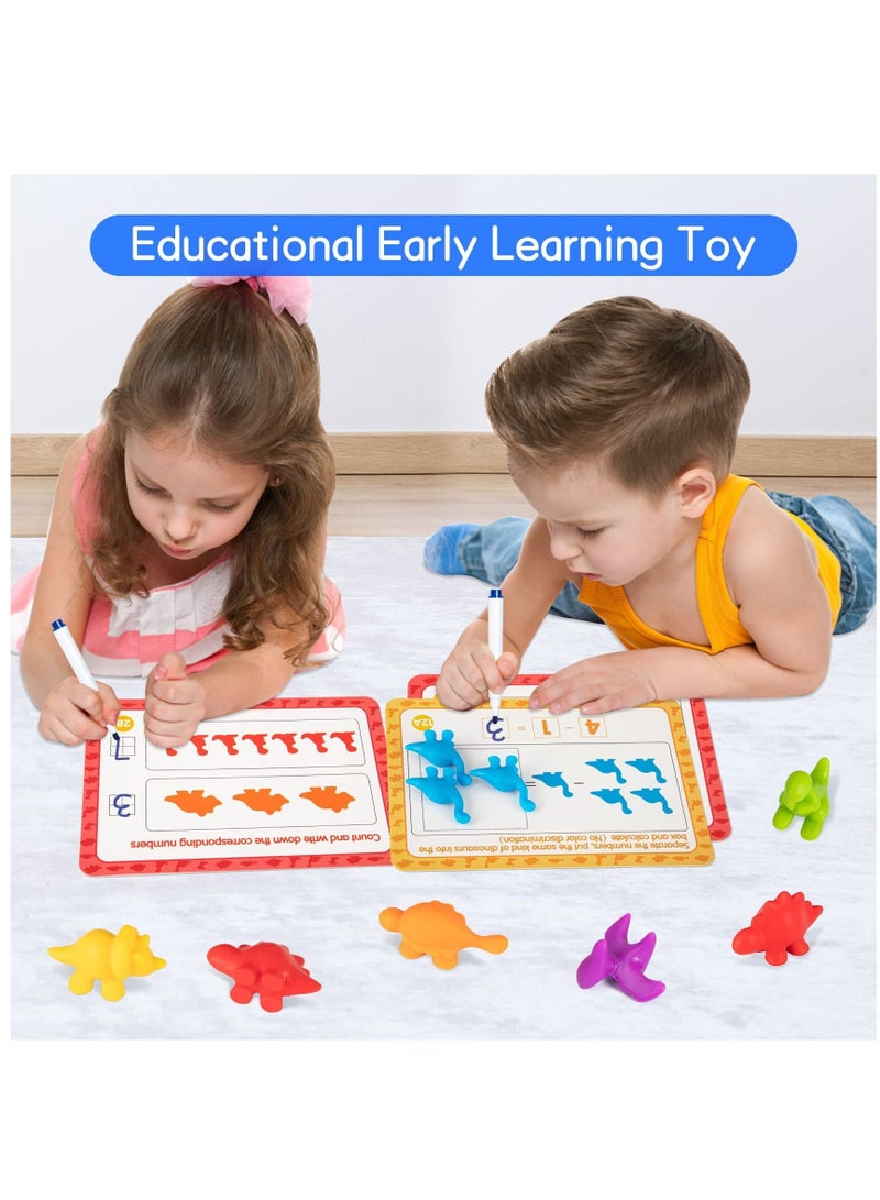 PYEBE Counting Dinosaurs 72 Pcs/Set Sorting Dinosaurs with Matching Cups Educational Cards,Color Sorting and Counting Activity Set, Preschool Montessori Sensory Learning Toys for Kids Toddlers 3 4 5 6 Years  - Image 5