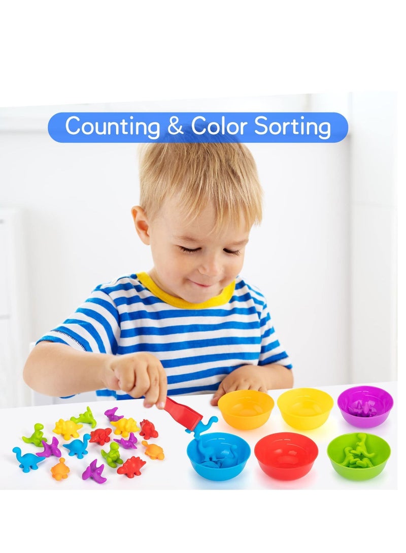 PYEBE Counting Dinosaurs 72 Pcs/Set Sorting Dinosaurs with Matching Cups Educational Cards,Color Sorting and Counting Activity Set, Preschool Montessori Sensory Learning Toys for Kids Toddlers 3 4 5 6 Years  - Image 4