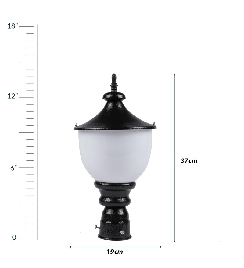 kinis Black and Milky Round Classic Lamp/Gate Light/Outdoor Lamp/Outdoor Light/Pillar Light at Entrance Outdoor Home, Restaurant, Office, etc. (Pack of 2, Without Bulb) - Image 5