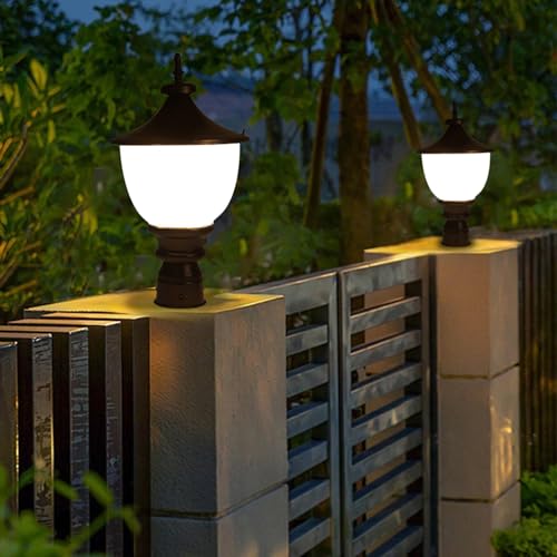 kinis Black and Milky Round Classic Lamp/Gate Light/Outdoor Lamp/Outdoor Light/Pillar Light at Entrance Outdoor Home, Restaurant, Office, etc. (Pack of 2, Without Bulb) - Image 1