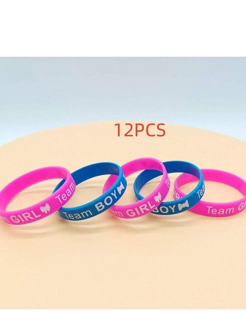 Gender Reveal Rubber Bracelets – Set of 12 in Pink & Blue – A Fun and Interactive Way to Make Your Baby Shower More Memorable - Image 2