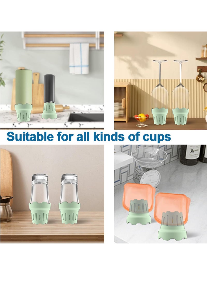 Silicone water cup drying rack, Suitable for Stanley Cup，glass cup, tea cup, wine cup, high legged cup, desktop drainage and drying rack (2, Green)  - Image 2