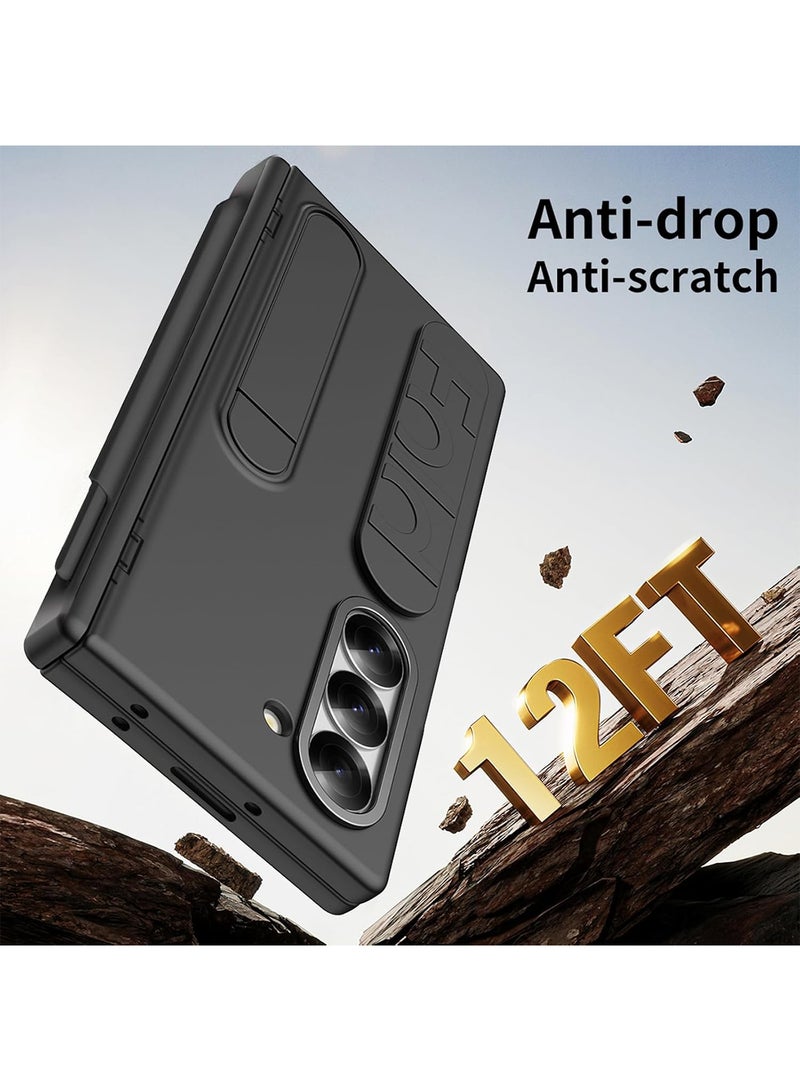 اووكاي جراب لهاتف Samsung Galaxy Z Fold 7 مع حامل قلم وقلم رفيع، جراب بمسند مع حزام يد وواقي شاشة بحافة مرتفعة لحماية المفصلة لهاتف Z Fold 7 (أسود) - Image 5