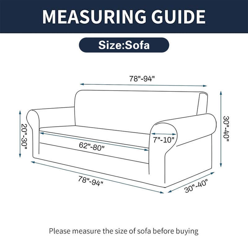 Cupuamon 2026 New Stretch Sofa Slipcovers Couch Cover for 3 Cushion Furniture Protector Sofa Covers with Elastic Bottom Jacquard Fabric Small Checks for Pets, Kids -Sofa, Classic Blue - Image 2