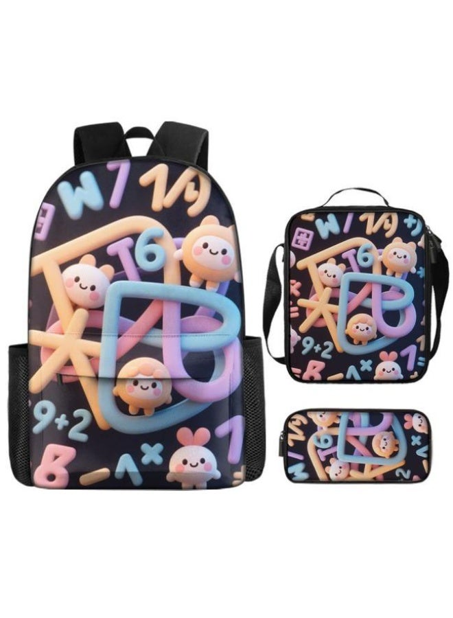 [Super new special offer] Cartoon theme bag three-piece set | double-shoulder + hand-held + storage pen bag | gift self-use good-looking - 1118  - Image 2