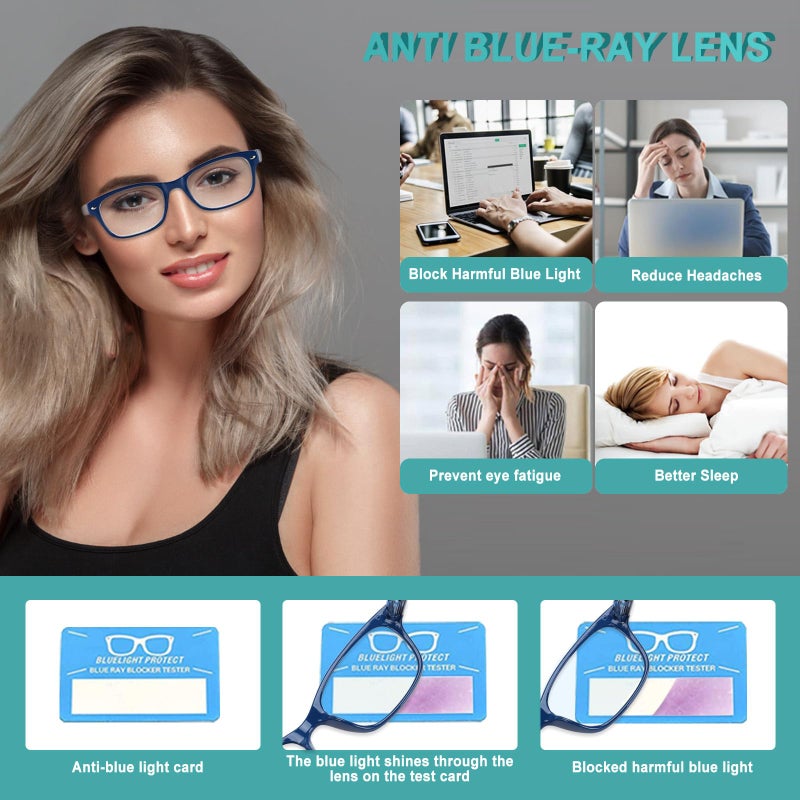 Bloexclu 6 Pack Reading Glasses For Women Men Blue Light Blocking Spring Hinge Computer Readers  Anti Eyestrain/Glare (6 Mixed C1  3  Diopters) - Image 4