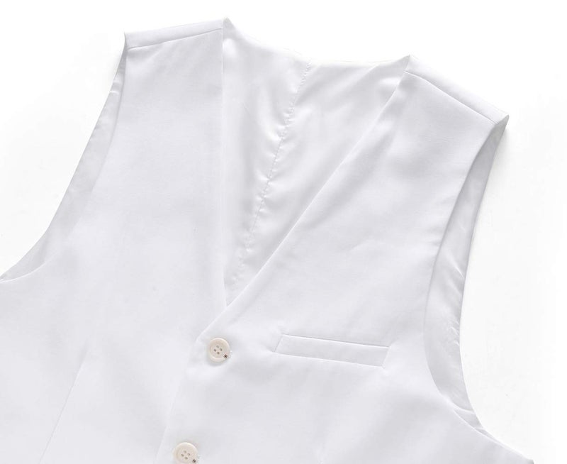 UNINUKOO Mens Suit Vest Slim Fit Formal Dress Casual Waistcoat Four Buttons Tuxedo Suit Vest US Size 34 White - Image 3