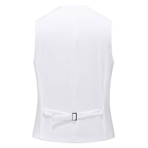 UNINUKOO Mens Suit Vest Slim Fit Formal Dress Casual Waistcoat Four Buttons Tuxedo Suit Vest US Size 34 White - Image 2