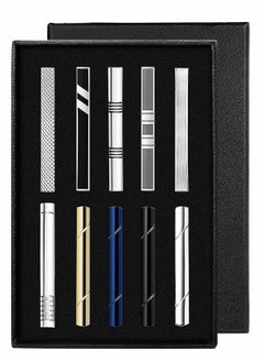 Y&D Tie Clips Set for Men Bar Clip Black Silver-Tone Gold Tone Wedding Business with Gift Box  - Image 1