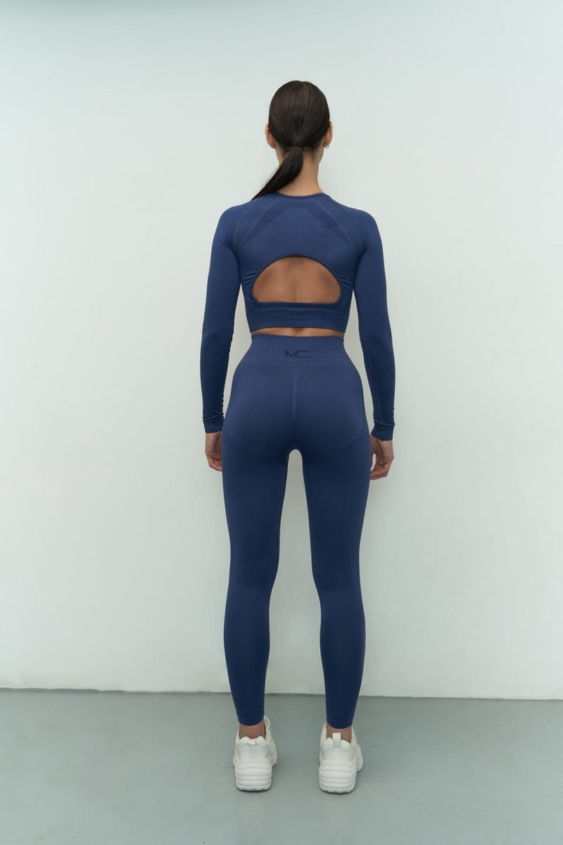 Mai Collection Sandra Indigo Long Sleeve Crop  - Image 3