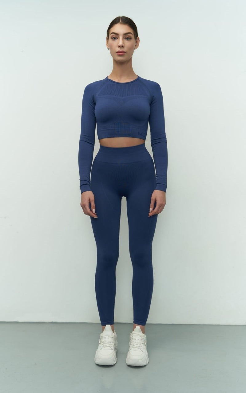 Mai Collection Sandra Indigo Long Sleeve Crop  - Image 2