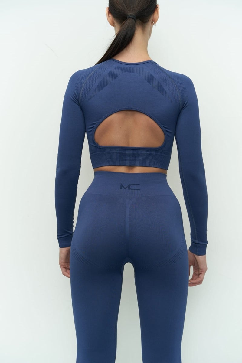 Mai Collection Sandra Indigo Long Sleeve Crop  - Image 4