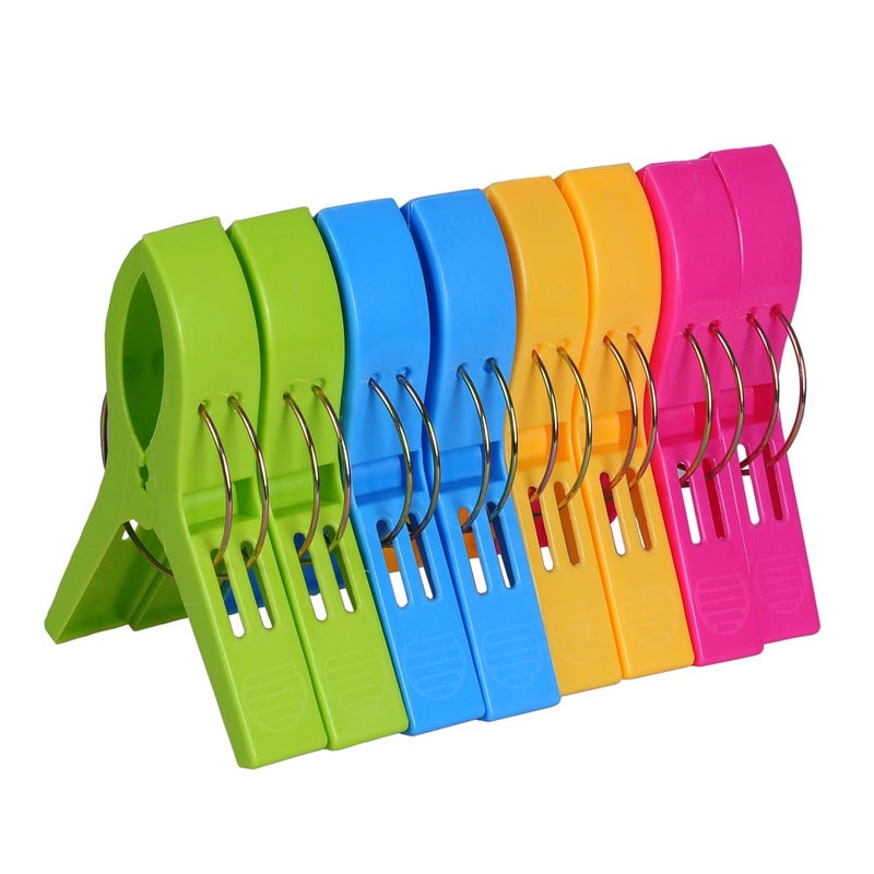 ECROCY Beach Towel Clips Heavy Duty, 8 Pack Towel Clips Non-Slip, Waterproof Towel Holder in Bright Colors - Image 1