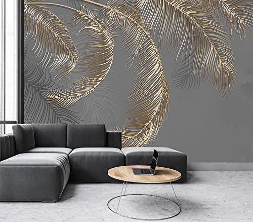 Cliouar Wall Mural - 3D Wallpaper Decoration, Grey Palm Leaf, 155" x 103" (Not Self-Adhesive) - Image 2