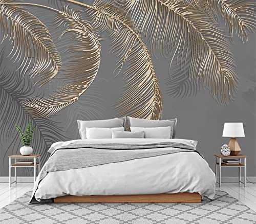 Cliouar Wall Mural - 3D Wallpaper Decoration, Grey Palm Leaf, 155" x 103" (Not Self-Adhesive) - Image 1