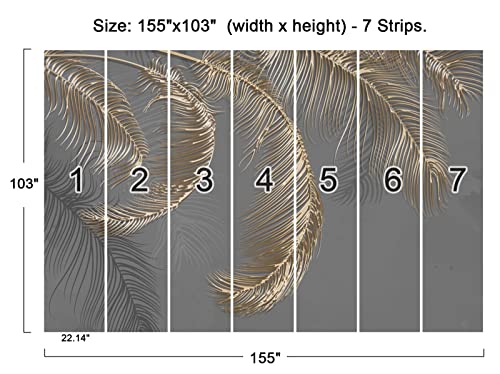 Cliouar Wall Mural - 3D Wallpaper Decoration, Grey Palm Leaf, 155" x 103" (Not Self-Adhesive) - Image 4