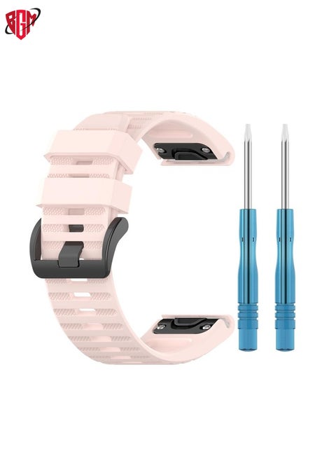 For Garmin Fenix 6 22mm Smart Watch Quick Release Silicon Watch Band(Light Pink)