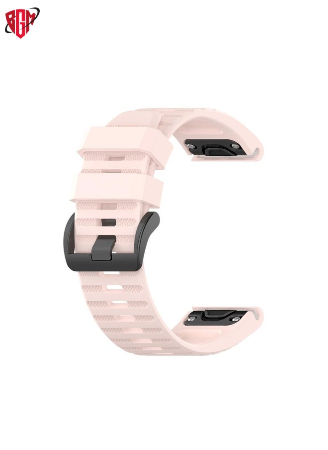 For Garmin Fenix 6 22mm Smart Watch Quick Release Silicon Watch Band(Light Pink)