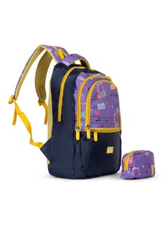 THE CLOWNFISH The Clownfish Edutrek Series Printed Polyester 33.5 L School Backpack with Pencil/Stationery Pouch School Bag Zip Pocket Daypack Picnic Bag For School Going Boys & Girls Age-10+ years (Violet - Music)  - Image 3