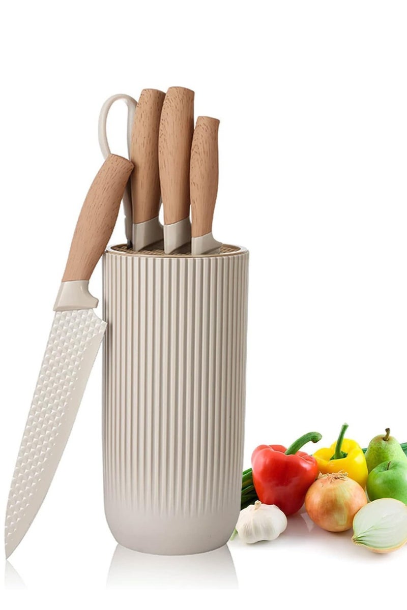 Relex Knife Set, 6-Piece Professional Kitchen Knife Set for Chef, Super Sharp Knife Set with Universal Knife Block, Anti-Rust Stainless Steel Kitchen Knife Block Set, Ergonomical Design - Image 1